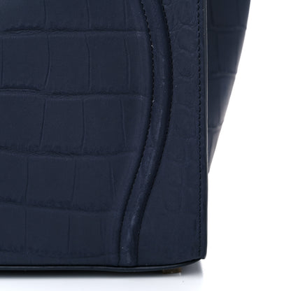 Celine Crocodile Embossed Calfskin Medium Phantom Luggage Navy Blue 17 of 24