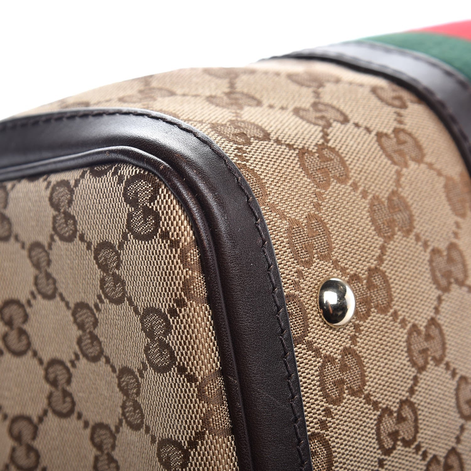 Gucci Monogram Vintage Web Medium Boston Dark Brown 13 of 15