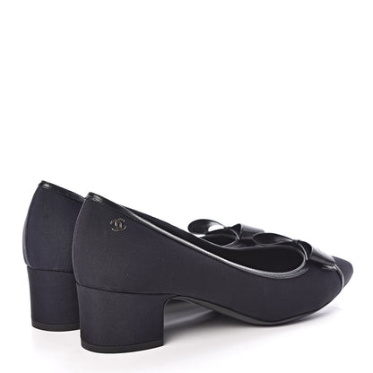 Chanel Grosgrain Lambskin Bow Pumps 39 Navy 4 of 10