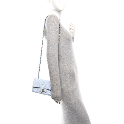 Chanel Tweed Quilted Mini Rectangular Flap Blue White Silver 2 of 12