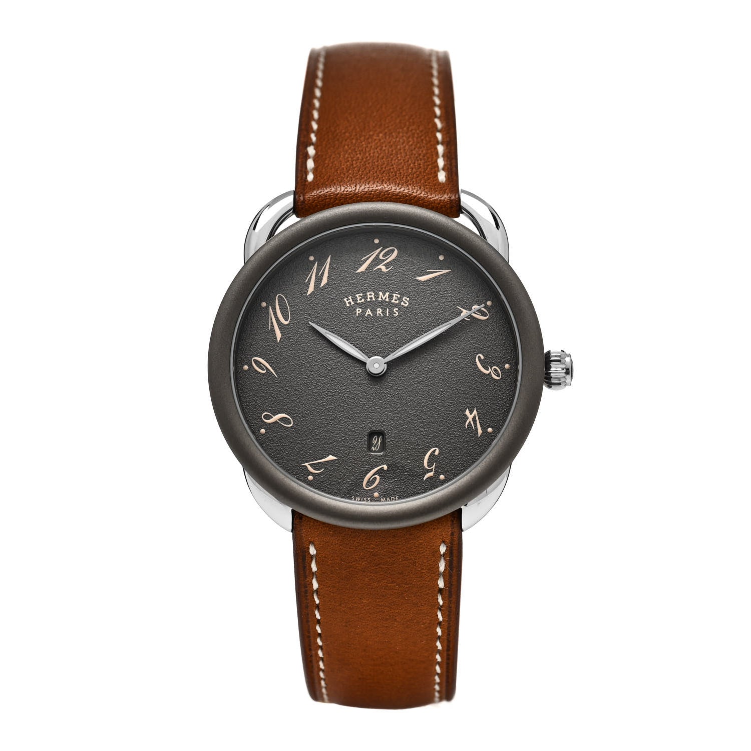 Hermes Stainless Steel Barenia 40mm Arceau Quartz Watch Fauve 1 of 5