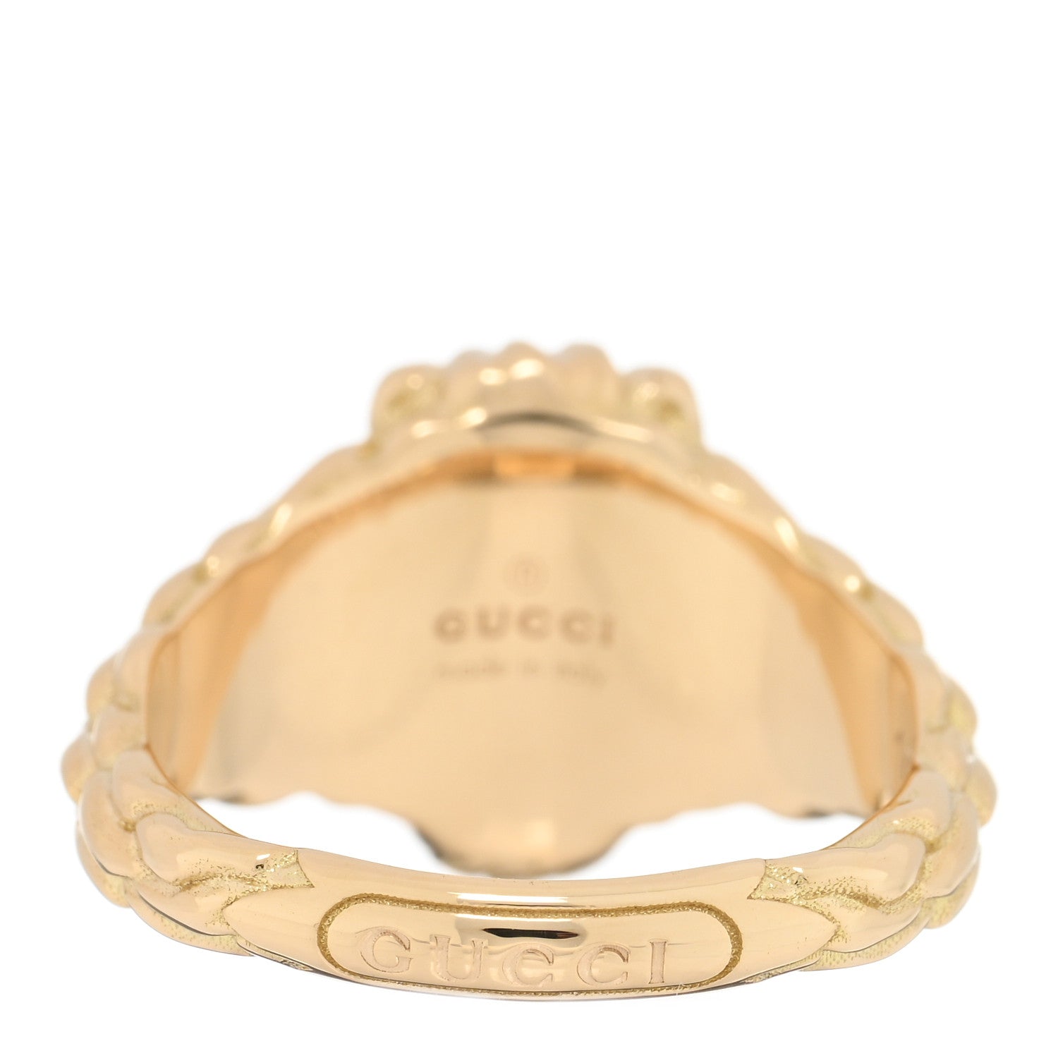 Gucci 18K Yellow Gold Diamond Amethyst Lion Head Ring 54 6.75 3 of 4