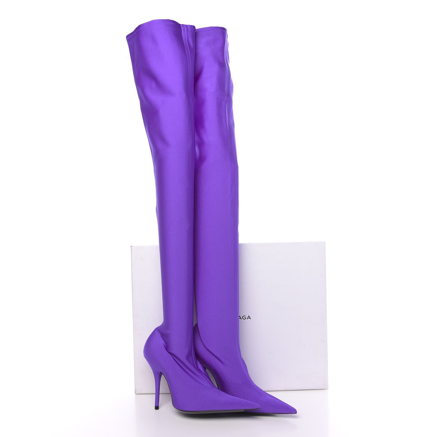 Balenciaga Spandex Pointed Toe Knife Thigh High Boots 37 Violet 7 of 7