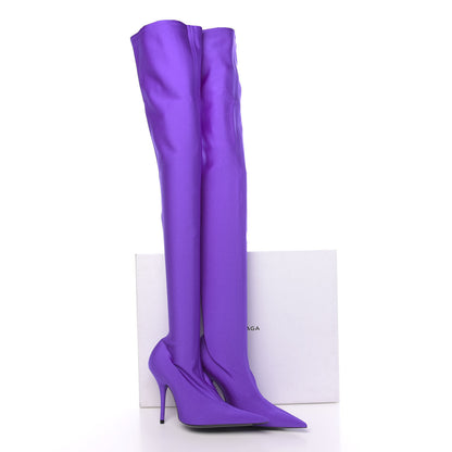 Balenciaga Spandex Pointed Toe Knife Thigh High Boots 37 Violet 7 of 7