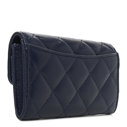 Chanel Caviar Quilted Flap Card Holder Wallet Navy Blue 3 of 9