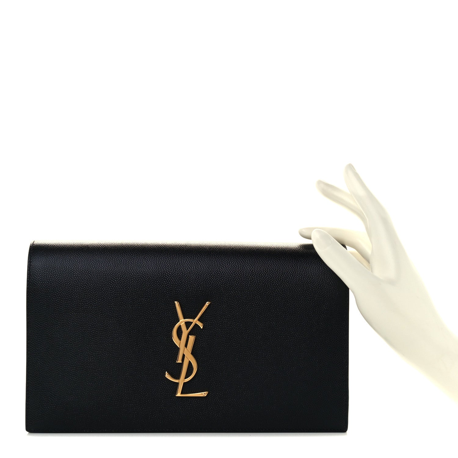 Saint Laurent Grain De Poudre Classic Monogram Kate Clutch Black 2 of 12
