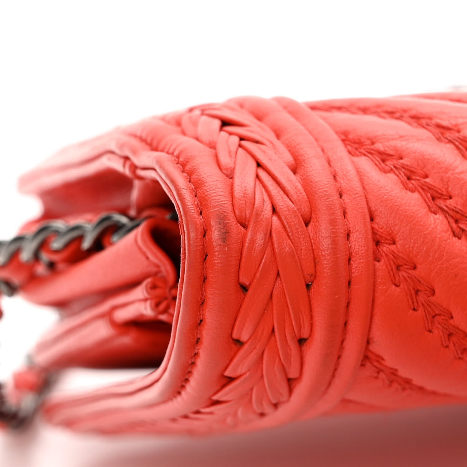Chanel Calfskin Chevron Quilted Braided Boy Wallet On Chain WOC Orange 12 of 16