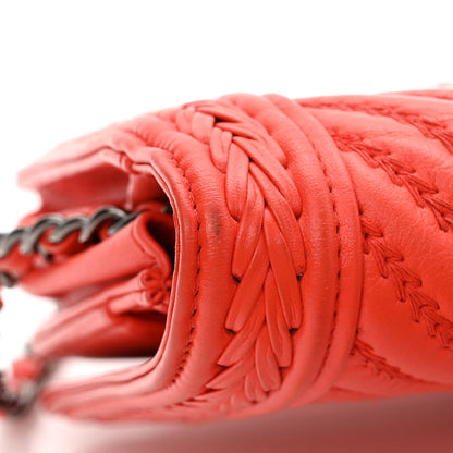 Chanel Calfskin Chevron Quilted Braided Boy Wallet On Chain WOC Orange 12 of 16