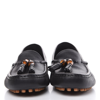 Gucci Hebron Calfskin Womens Bamboo Tassel Driver Loafers 38.5 Black 2 of 10