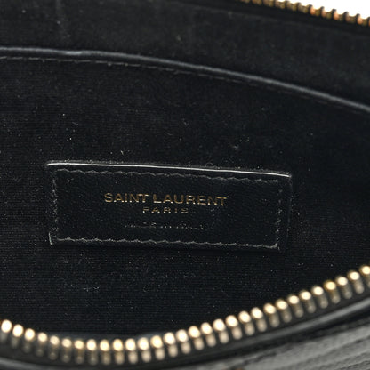 Saint Laurent SAINT LAURENT Grain De Poudre Chevron Monogram Large Bill Pouch Black 6 of 7