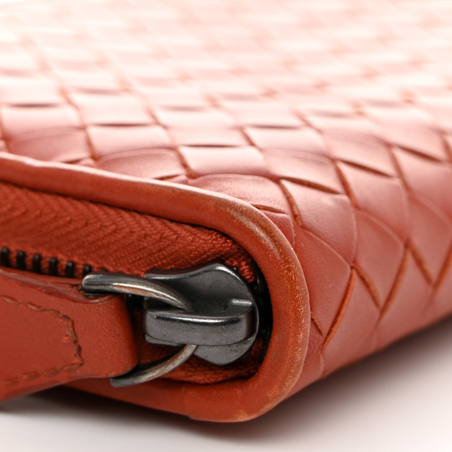 Nappa Intrecciato Zip Around Wallet Rust