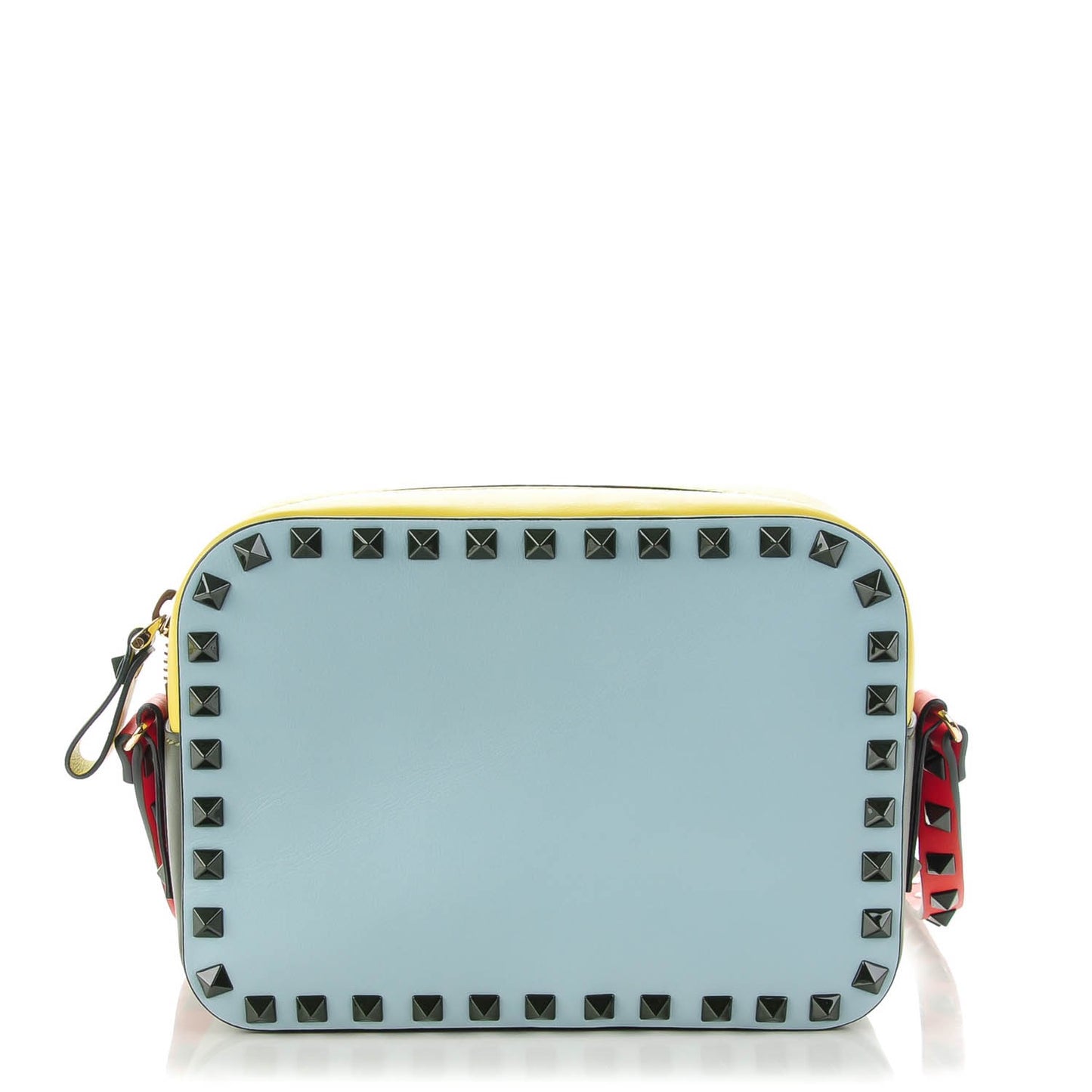 Calfskin Colorblock Rockstud Camera Crossbody Bag Multicolor