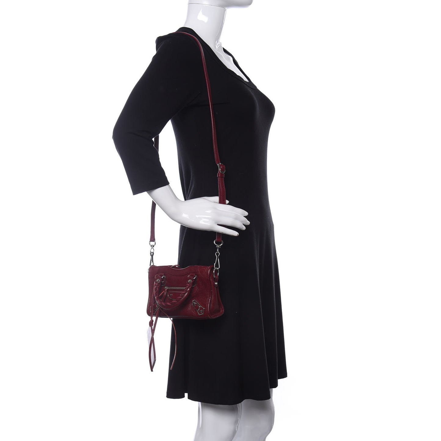 Chevre Silver Metallic Edge Hardware Nano City Rouge Lie De Vin