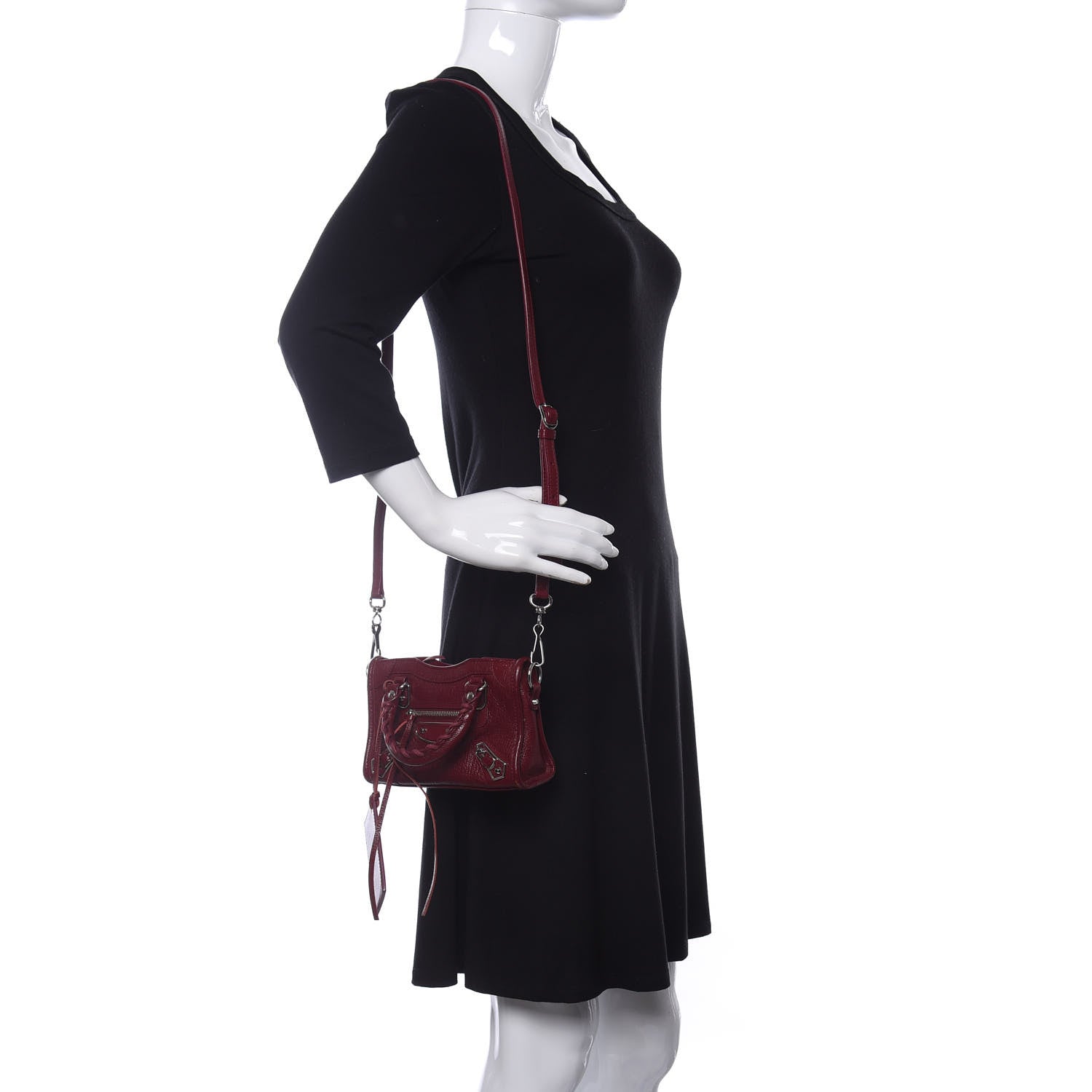 Balenciaga Chevre Silver Metallic Edge Hardware Nano City Rouge Lie De Vin 2 of 12