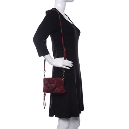 Balenciaga Chevre Silver Metallic Edge Hardware Nano City Rouge Lie De Vin 2 of 12