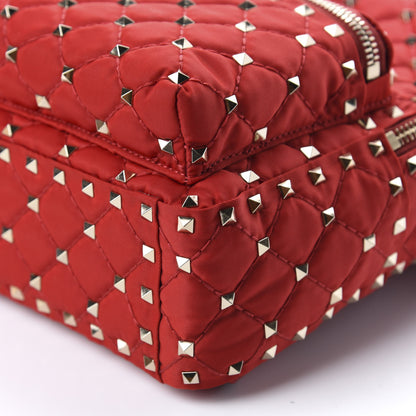 Valentino Garavani Nylon Quilted Mini Rockstud Spike Backpack Red 6 of 8