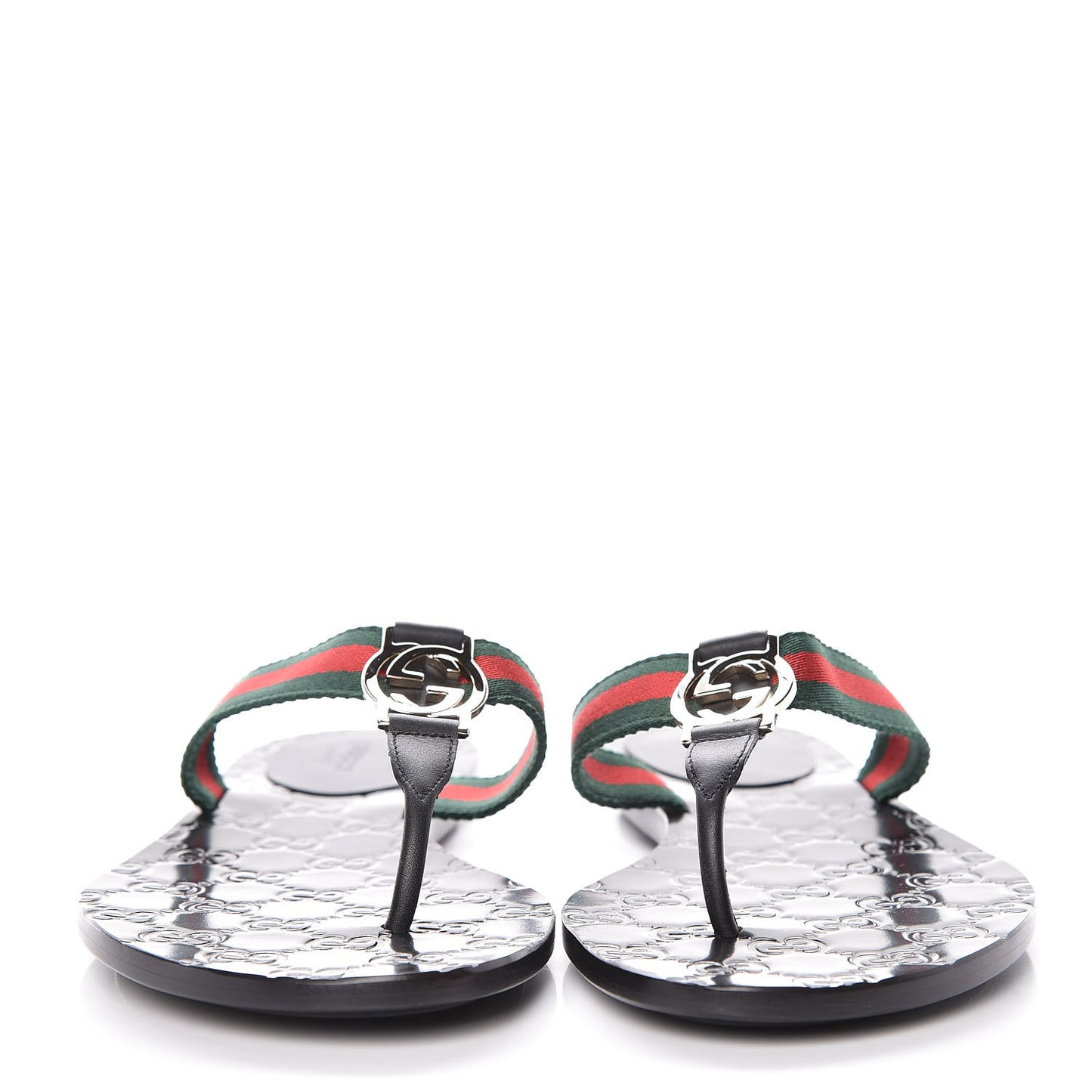 Nylon Guccissima Web Womens Thong Sandals 39 Green Red Black