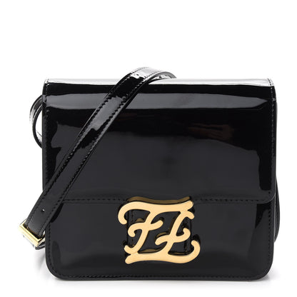 Fendi Vitello Vernice Mou Karligraphy Crossbody Bag Black 1 of 10