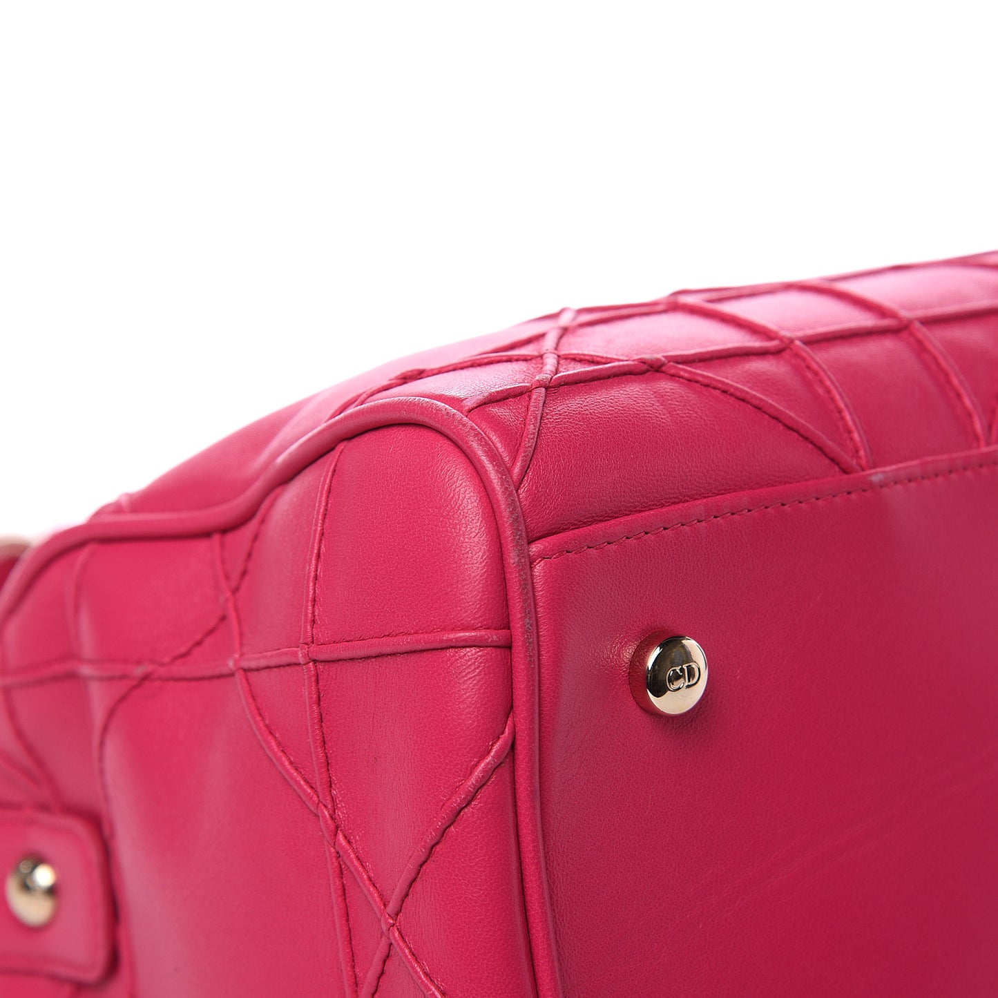 Lambskin Cannage Mini Granville Polochon Fuchsia