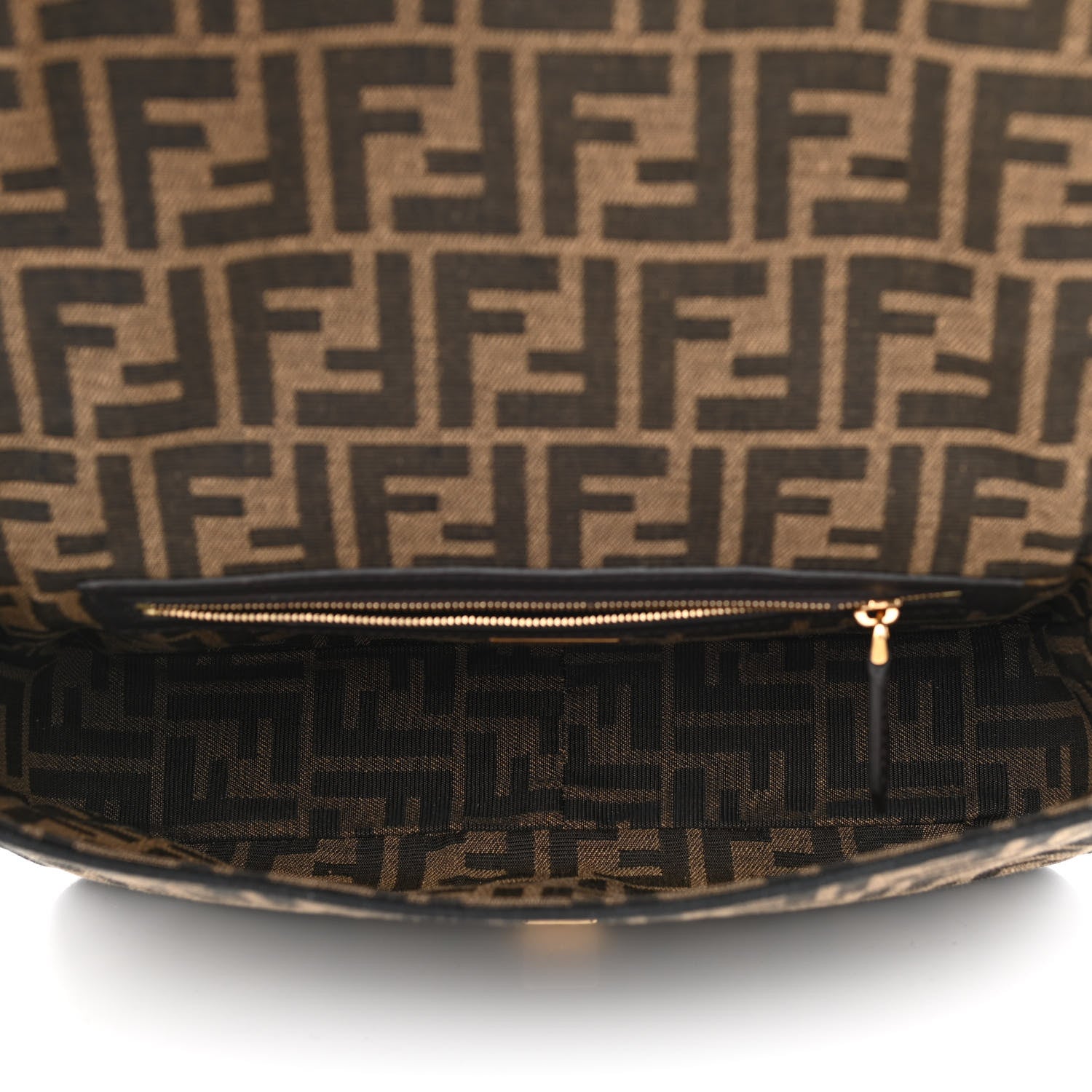Fendi Fabric Jacquard FF 1974 Medium Baguette Tobacco Moro Black 5 of 10
