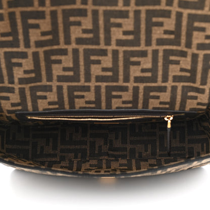 Fendi Fabric Jacquard FF 1974 Medium Baguette Tobacco Moro Black 5 of 10