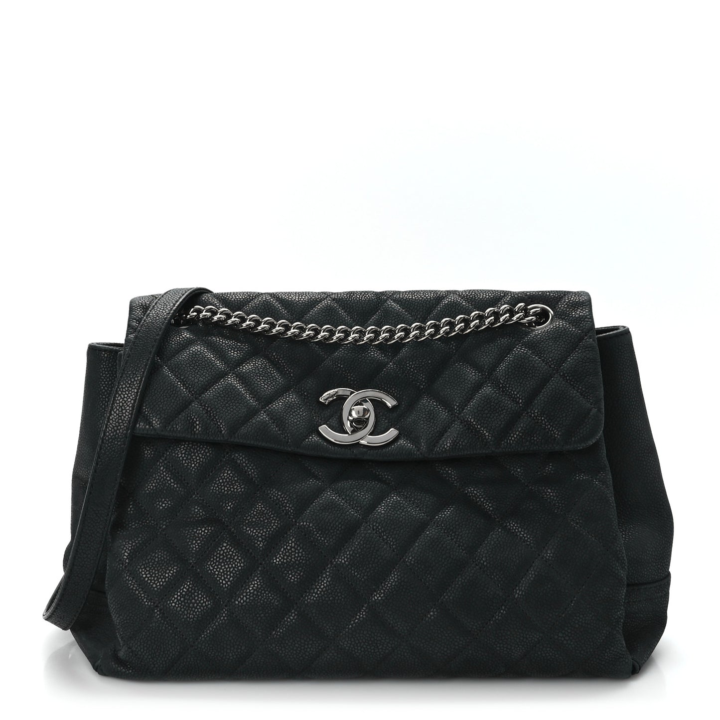 Iridescent Caviar Medium Lady Pearly Flap Black