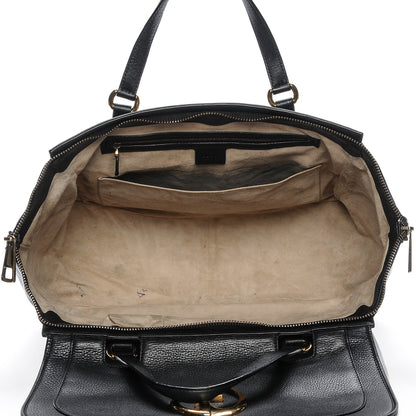 Gucci Pebbled Calfskin Medium 1973 Top Handle Satchel Black 5 of 8