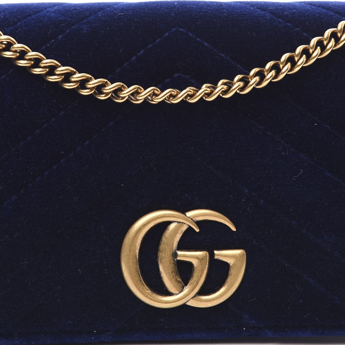 Velvet Matelasse GG Marmont Mini Bag Cobalt Blue