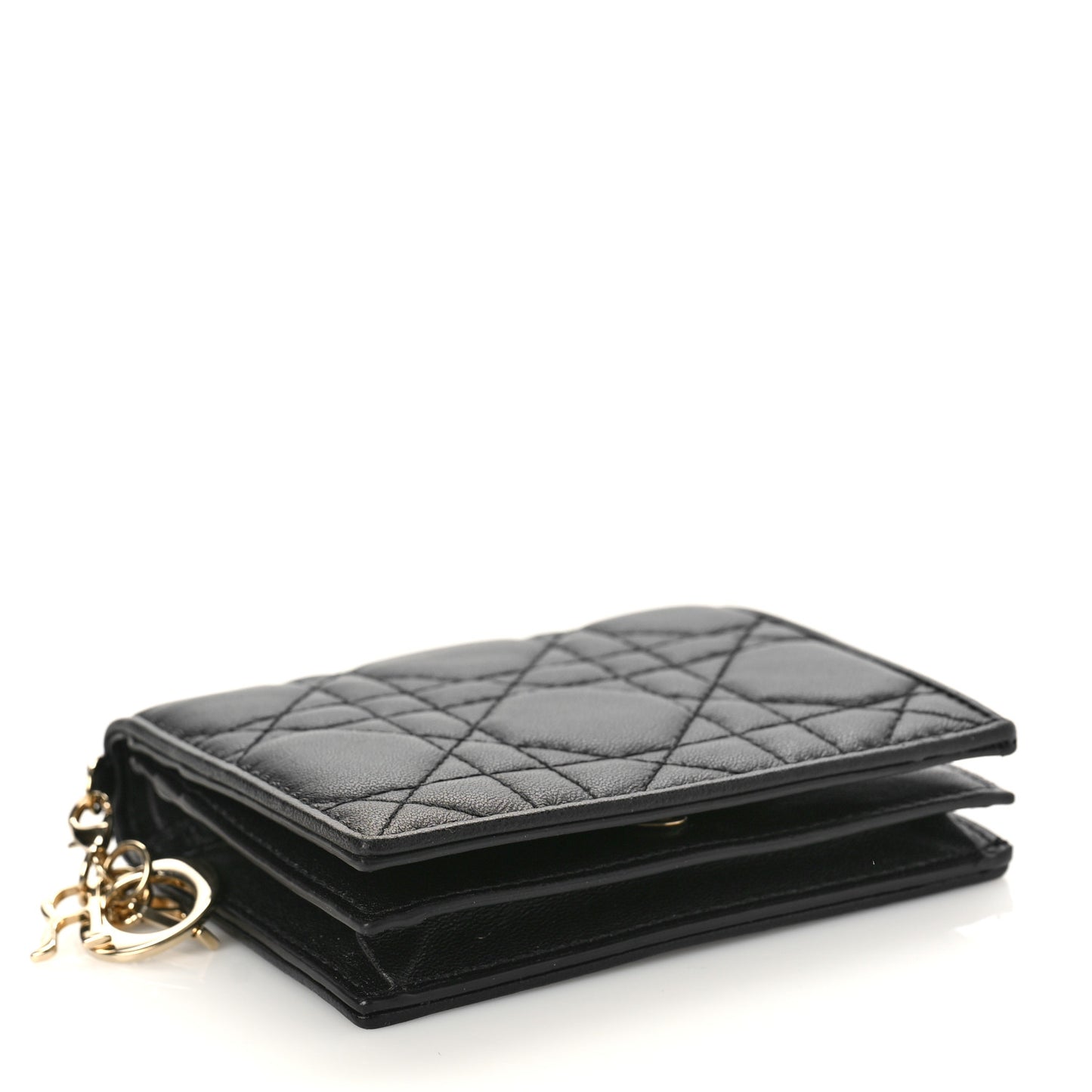 Lambskin Cannage Mini Lady Dior Wallet Black