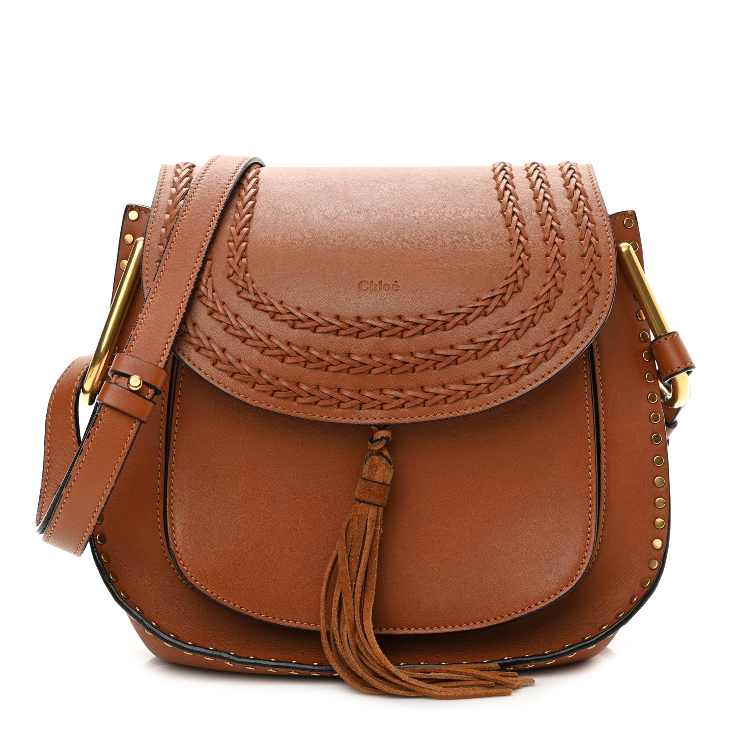 Chloe Calfskin Braided Medium Hudson Shoulder Bag Caramel 1 of 12