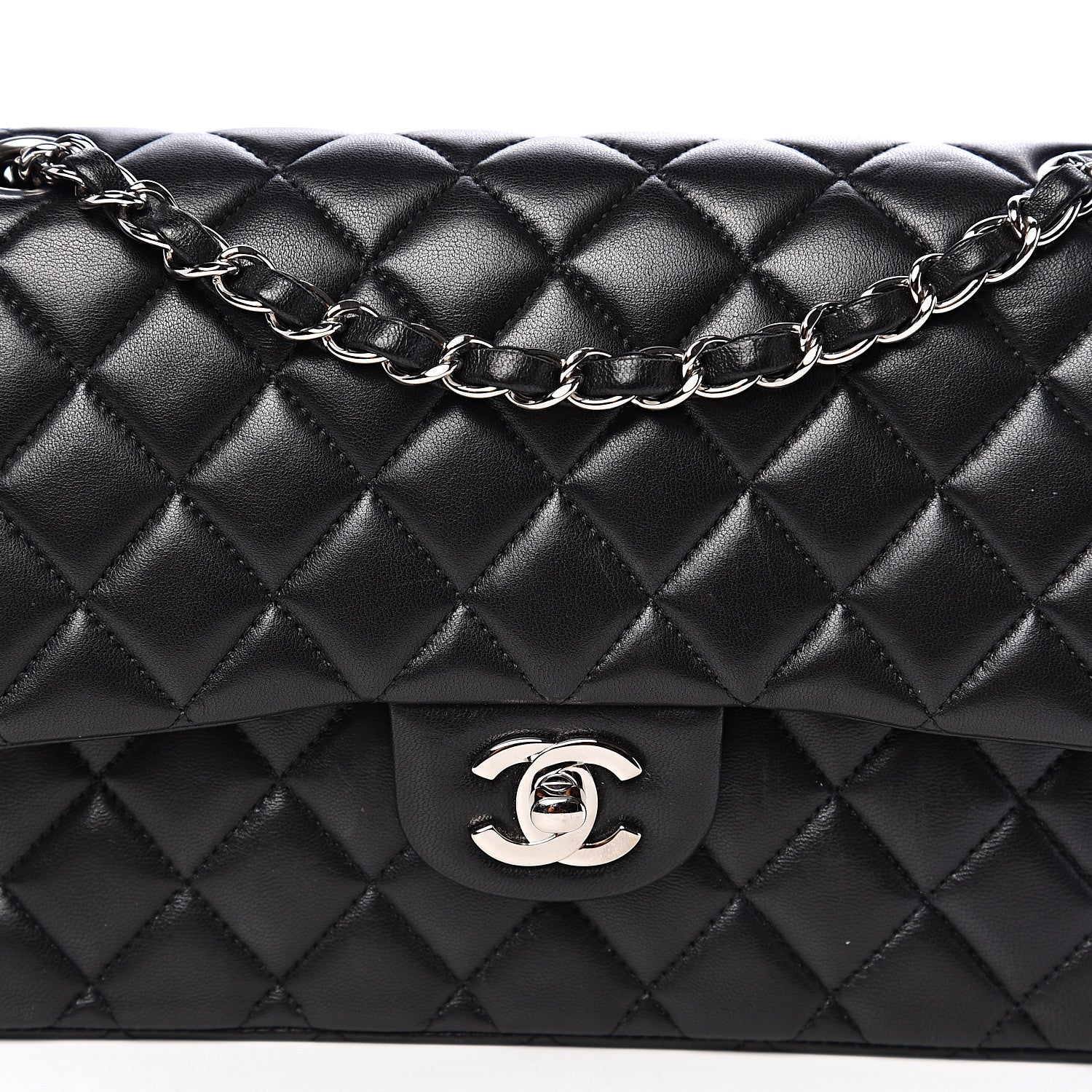 Chanel Lambskin Quilted Medium Double Flap Black 15 of 15