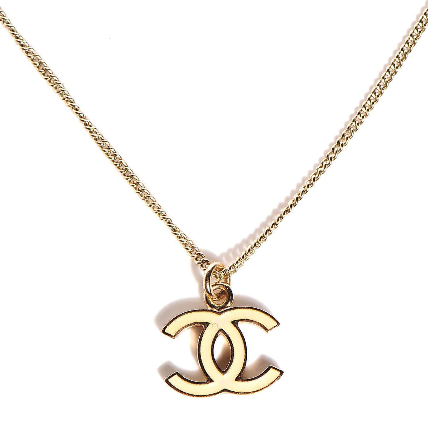 Enamel CC Necklace White