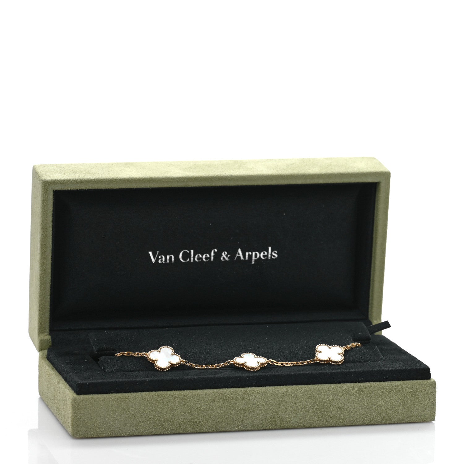 Van Cleef & Arpels 18K Yellow Gold Mother of Pearl 5 Motifs Vintage Alhambra Bracelet 4 of 4