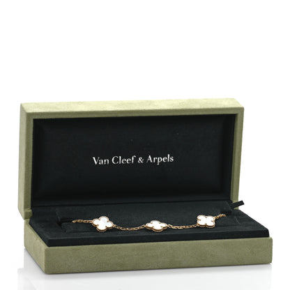 Van Cleef & Arpels 18K Yellow Gold Mother of Pearl 5 Motifs Vintage Alhambra Bracelet 4 of 4