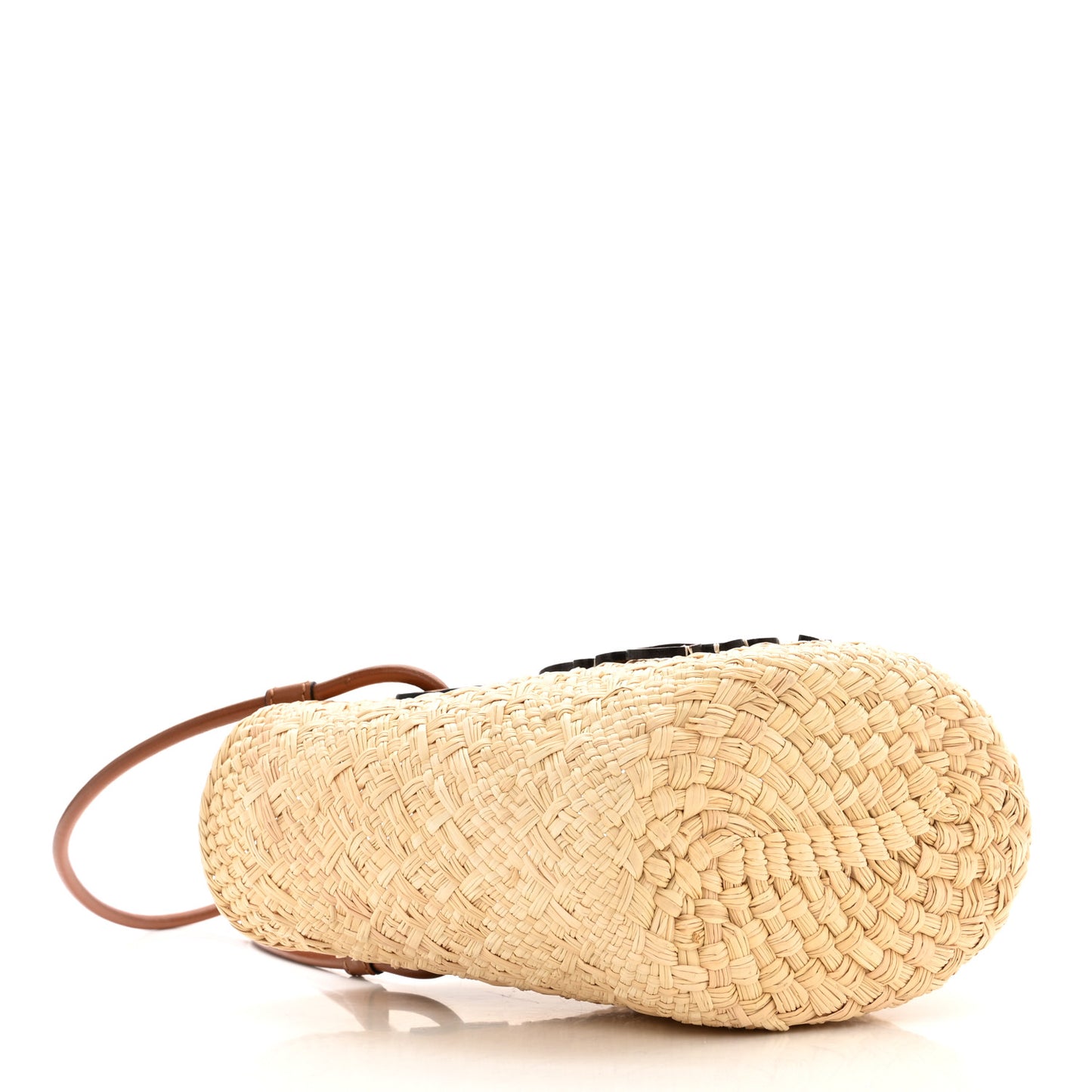 Iraca Palm Calfskin Small Anagram Basket Bag Natural Tan