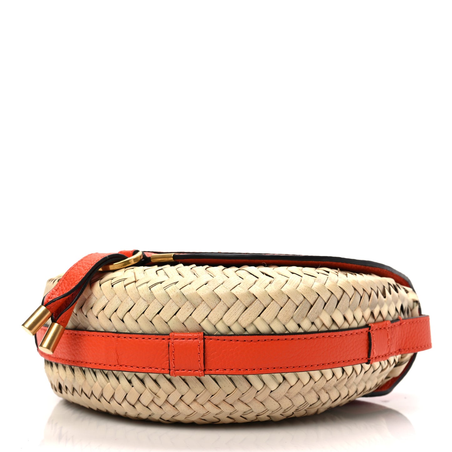 Raffia Calfskin Marcie Basket Small Marcie Round Crossbody Bag Orange Fizz