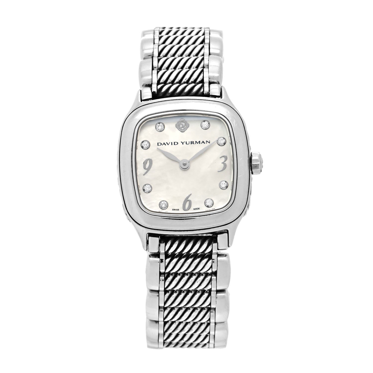David Yurman Stainless Steel Diamond Mother of Pearl 25mm Thoroughbred Quartz Watch 1 of 5