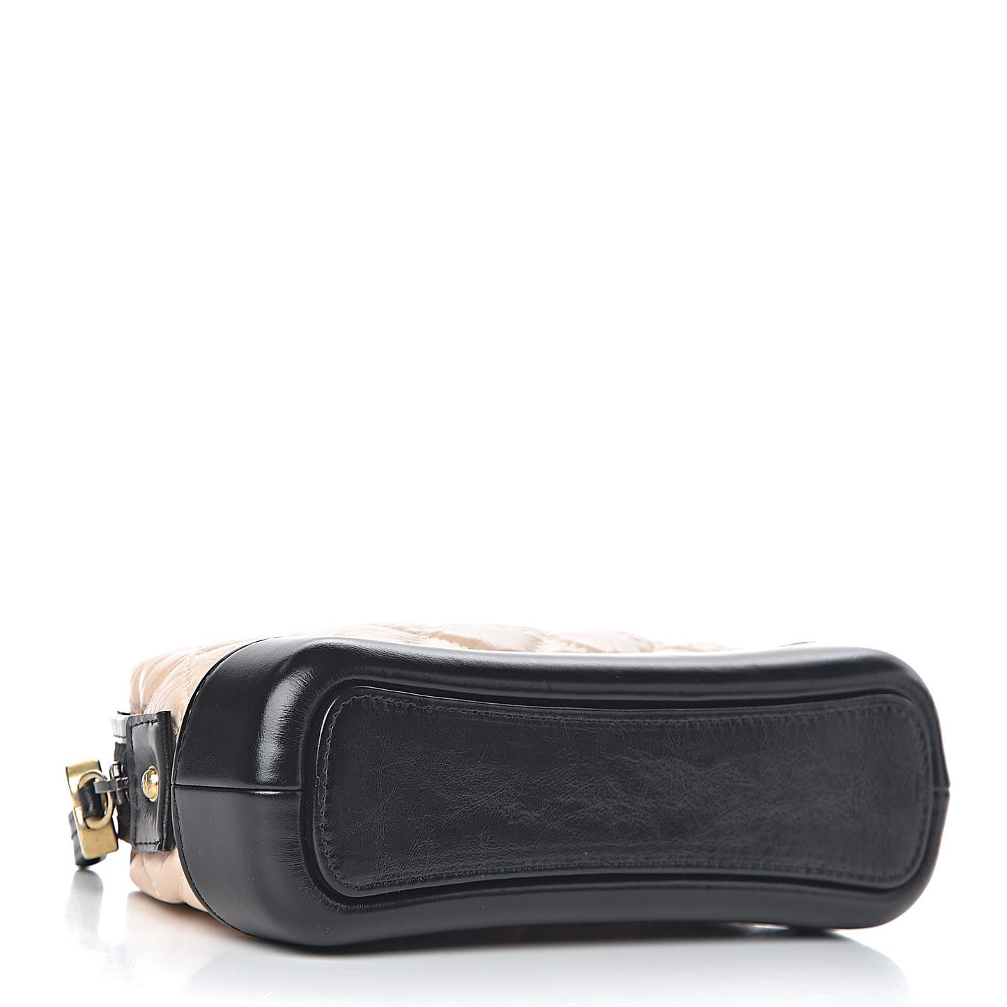 Aged Calfskin Quilted Gabrielle Cosmetic Case Beige Black