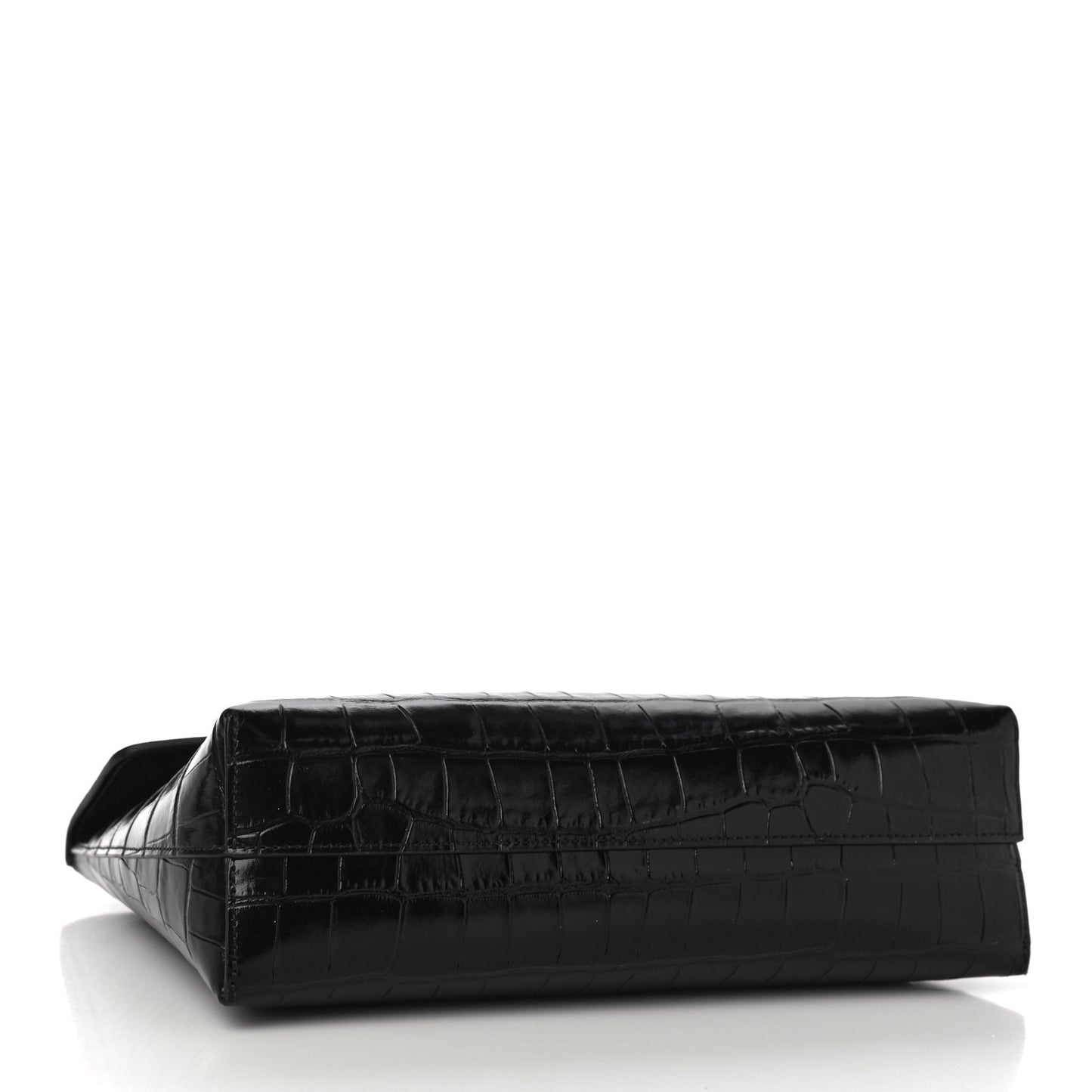 Crocodile Embossed Calfskin Darley Cosmetic Pouch Black