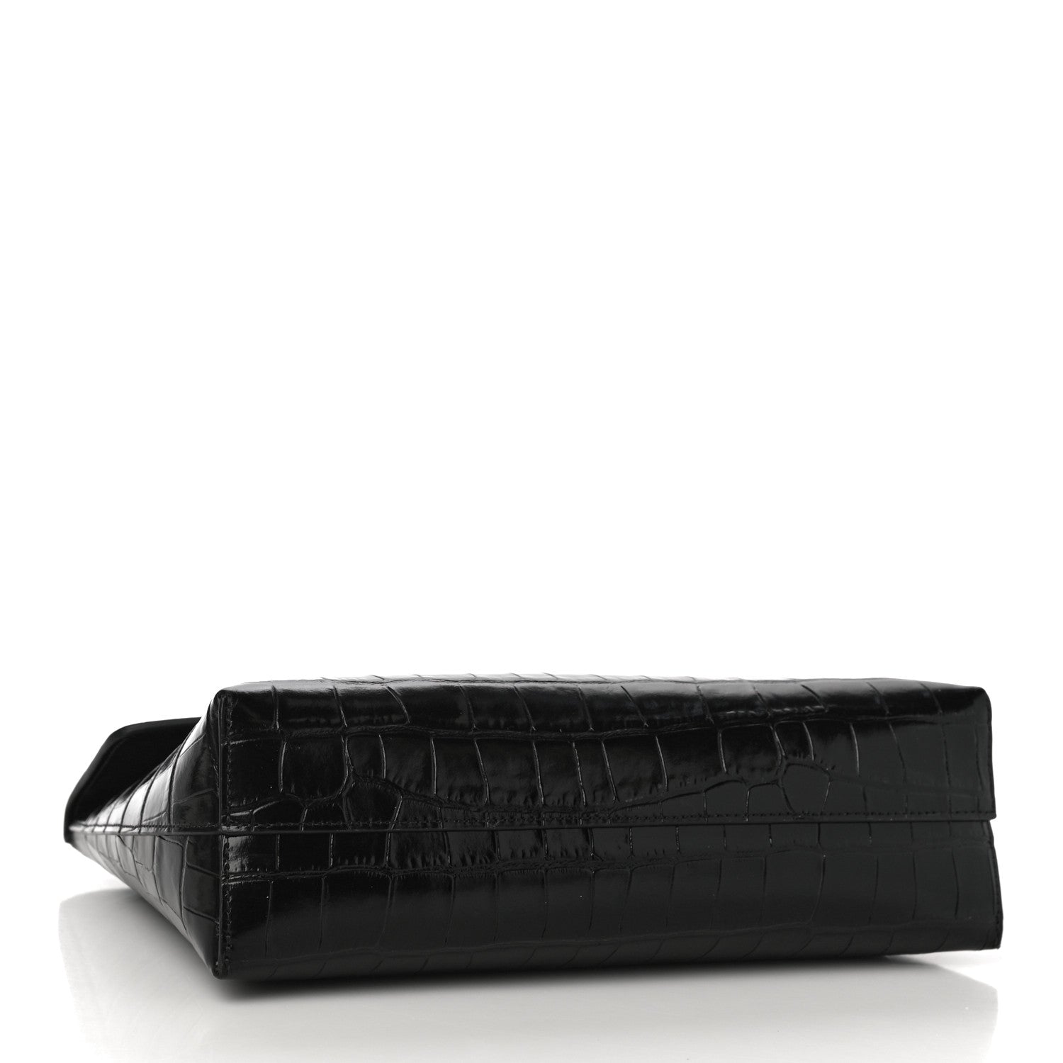 Mulberry Crocodile Embossed Calfskin Darley Cosmetic Pouch Black 4 of 9