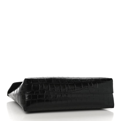 Mulberry Crocodile Embossed Calfskin Darley Cosmetic Pouch Black 4 of 9