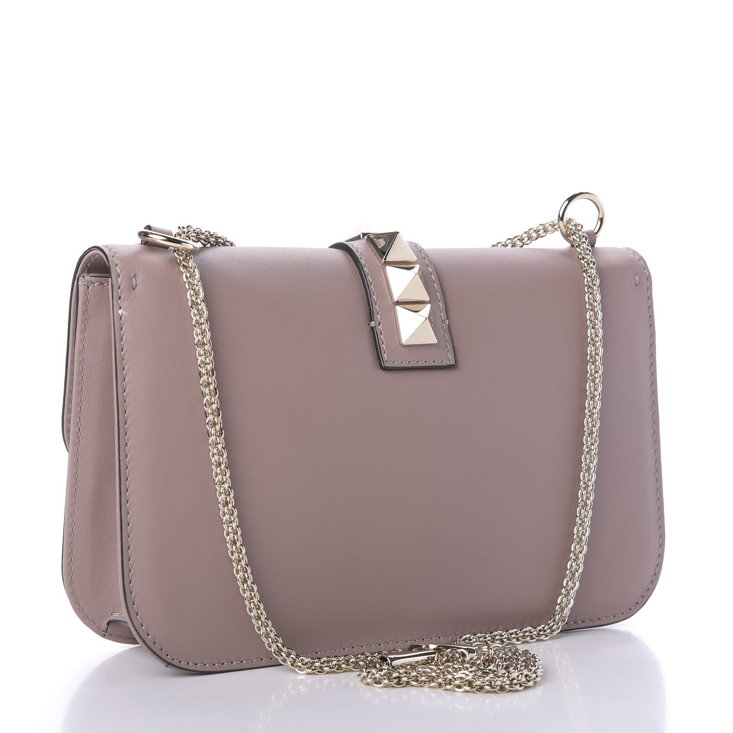 Valentino Garavani Vitello Medium Glam Lock Rockstud Flap Poudre 3 of 8