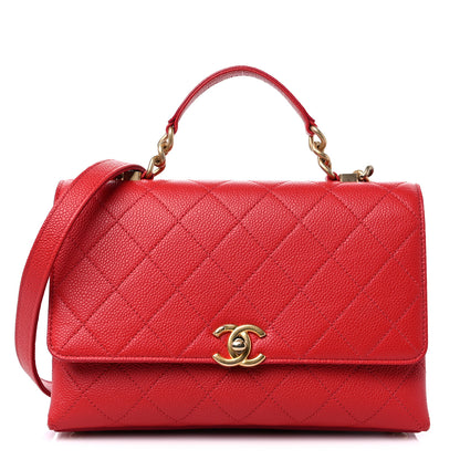 Chanel Grained Calfskin Small Stitched Flap Red 1 of 12