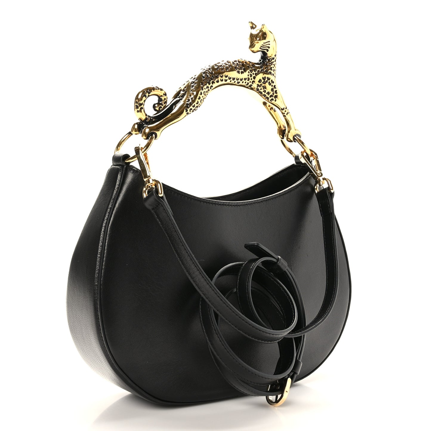 Lambskin Cat Hobo Black