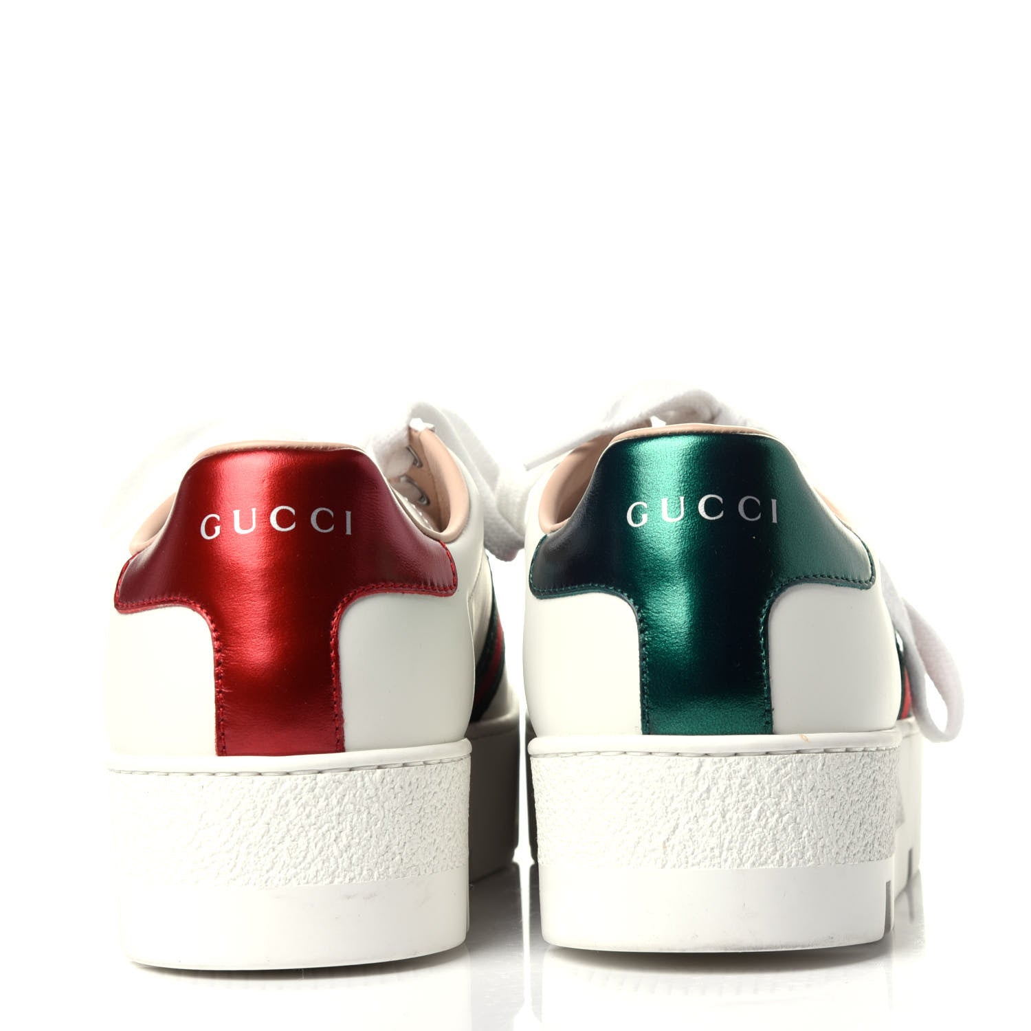 Gucci Calfskin Web Bee Embroidered Womens Ace Platform Sneakers 38 White 6 of 10