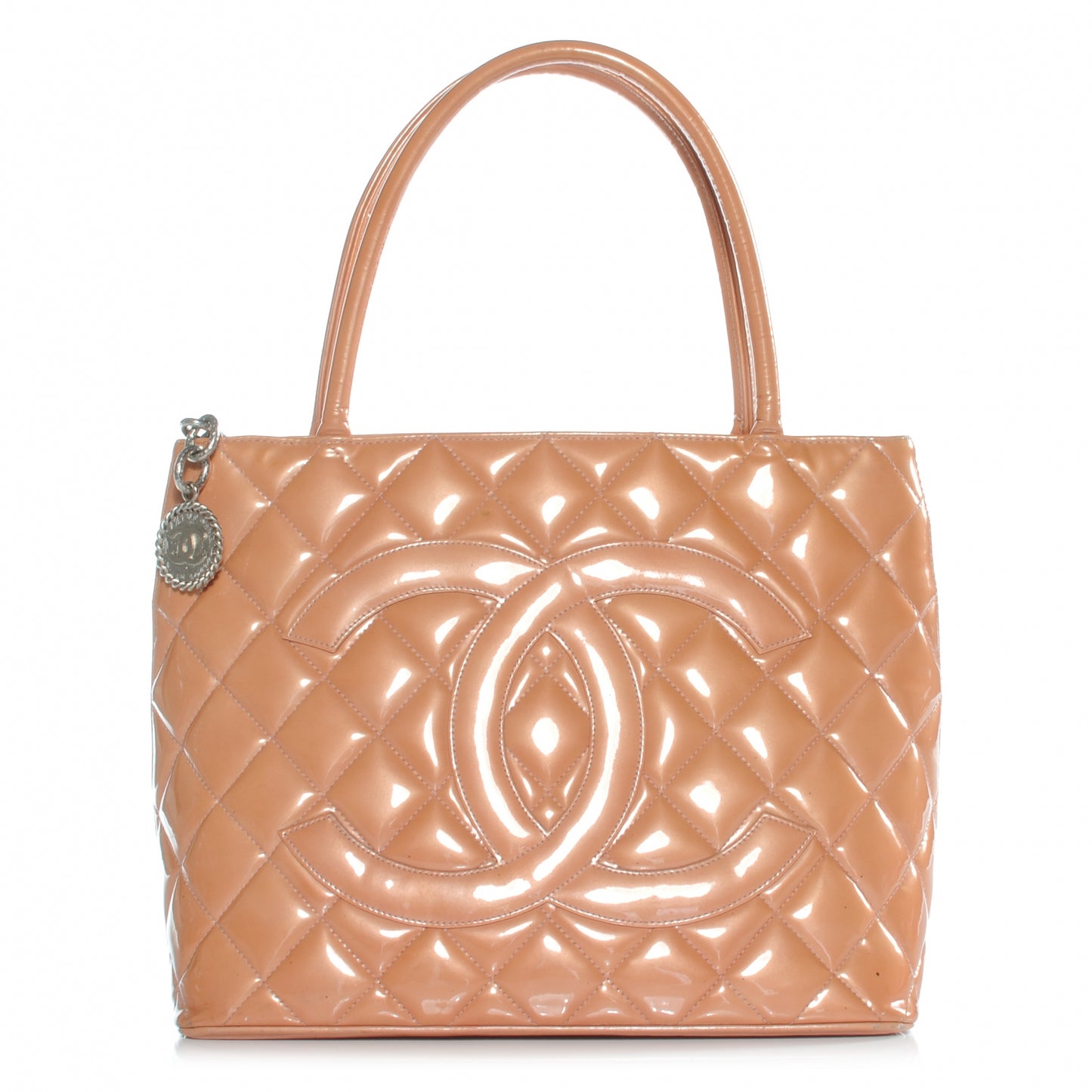 Patent Medallion Tote Salmon Pink