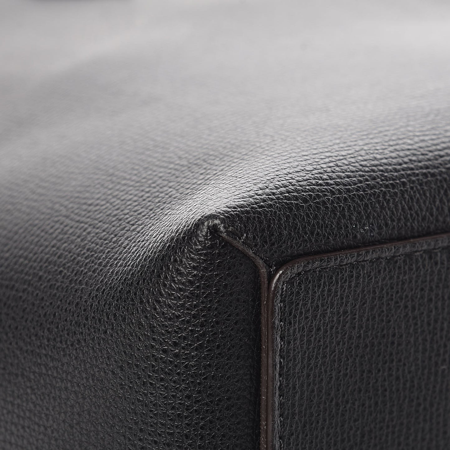 Grainy Calfskin Haymarket Check Medium Reversible Tote Black