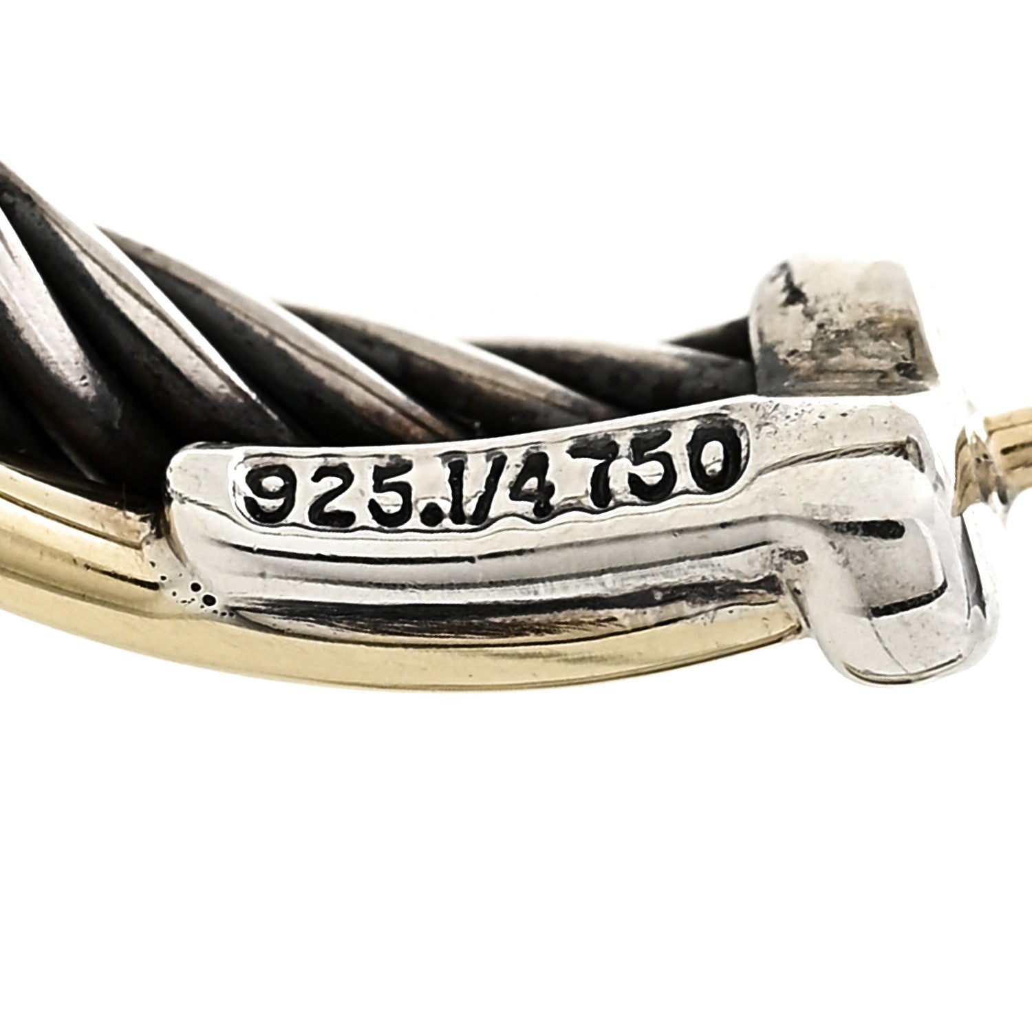 David Yurman Sterling Silver 18K Yellow Gold 23mm Crossover Cable Hoop Earrings 5 of 5