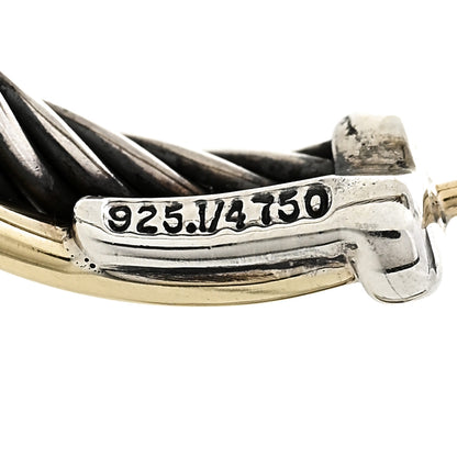 David Yurman Sterling Silver 18K Yellow Gold 23mm Crossover Cable Hoop Earrings 5 of 5