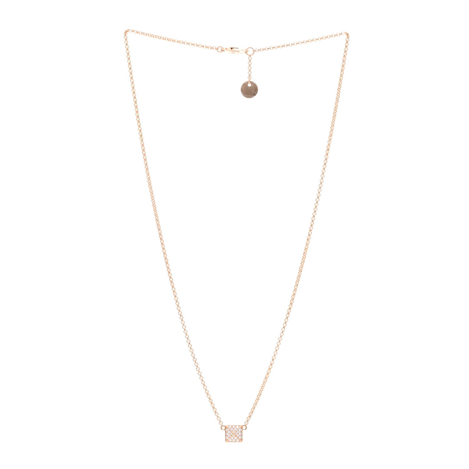 Hermes 18K Rose Gold Diamond Clou d'H Pendant Necklace 3 of 4